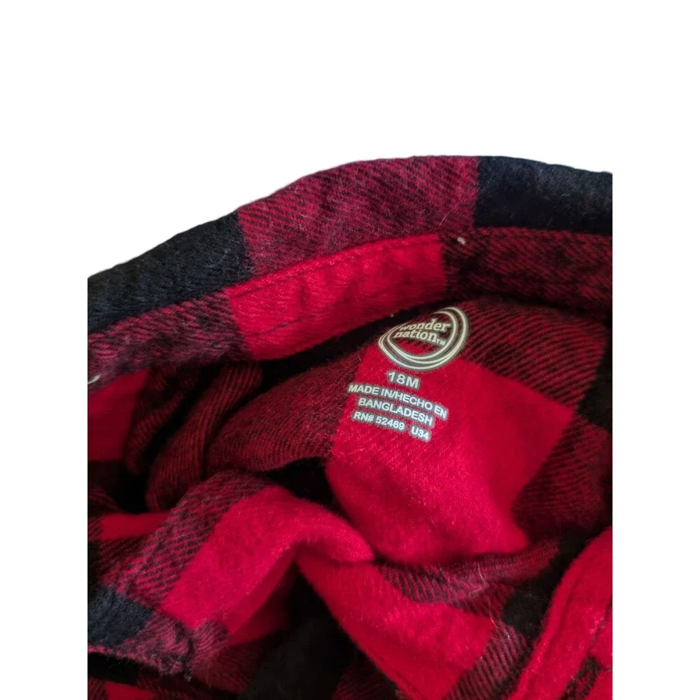 Wonder Nation 18M Red Black Plaid Long Sleeve Flannel Shirt And Jeans